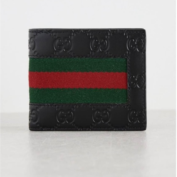 Gucci Black Guccissima Web Bifold Wallet - Picture 1 of 9